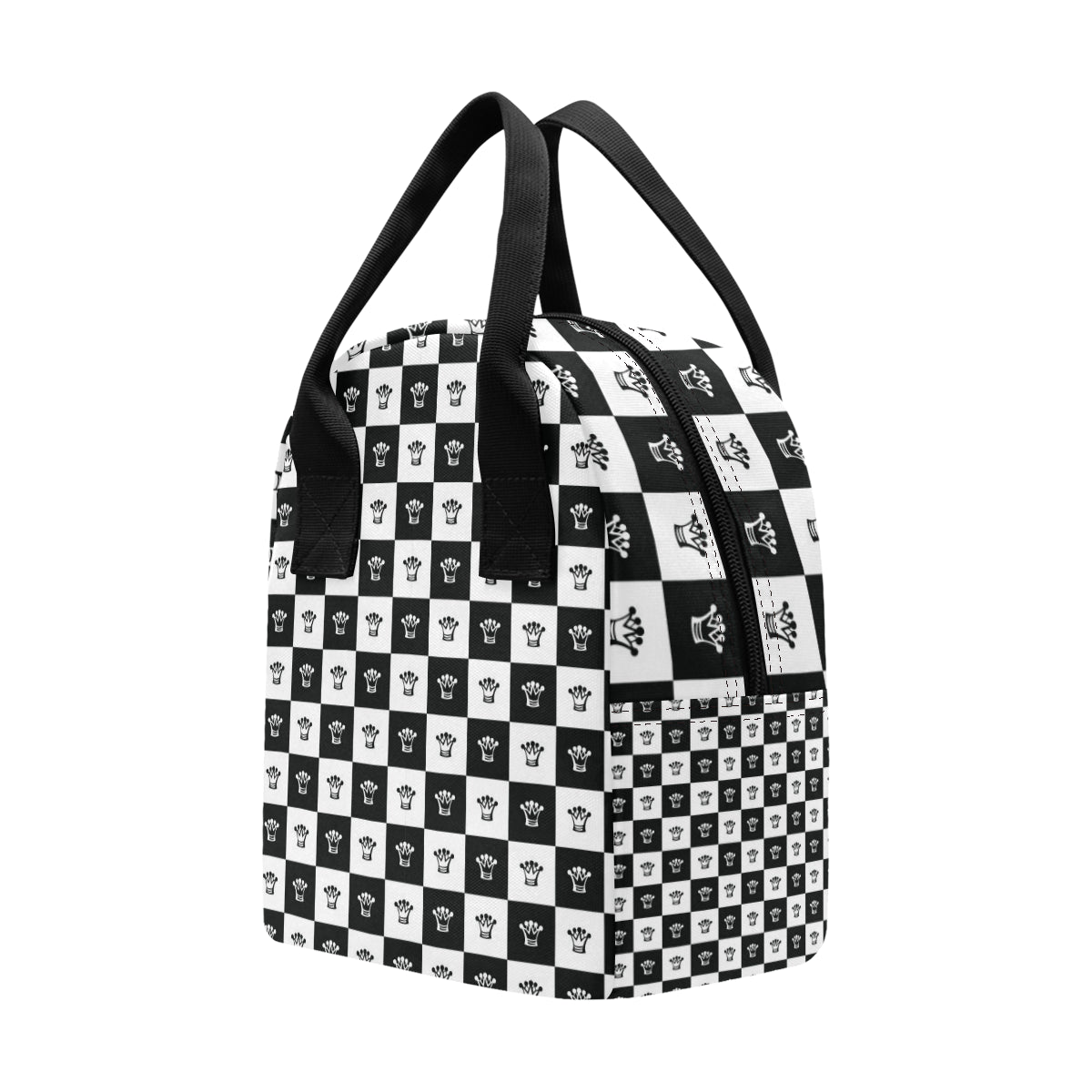 Checkered Flag Crown Pattern Insulated Lunch Bag