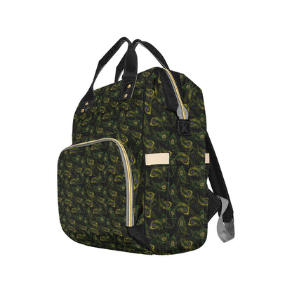 Peacock Feather Pattern Design Print Diaper Bag Backpack