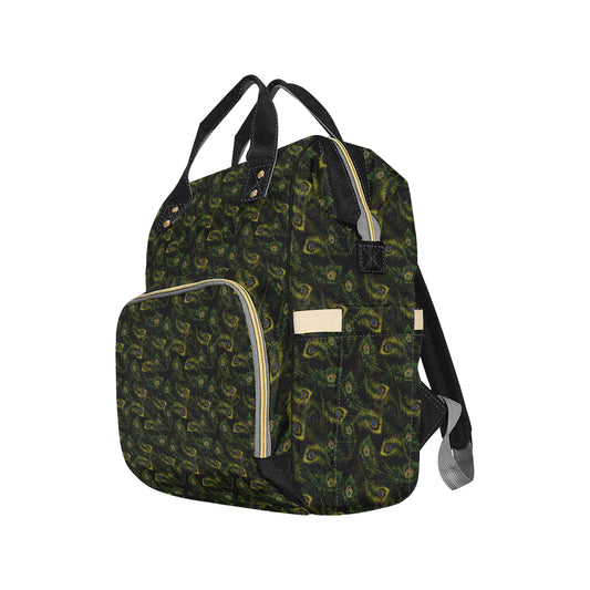Peacock Feather Pattern Design Print Diaper Bag Backpack