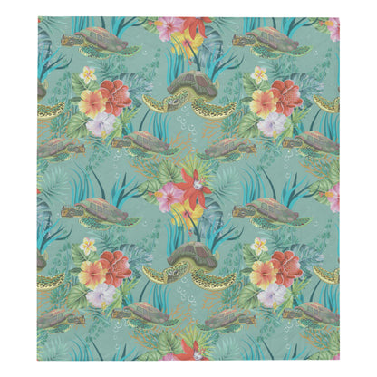 Sea Turtle Pattern Print Design T012 Premium Quilt