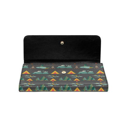Camping Tent Pattern Print Design 03 Women's Trifold Wallet