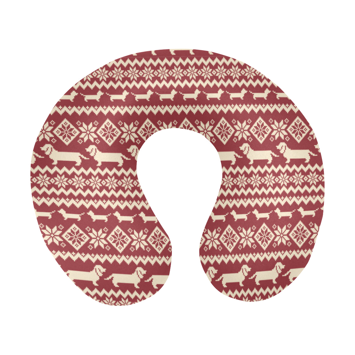 Dachshund Pattern Print Design 09 U-Shaped Travel Neck Pillow