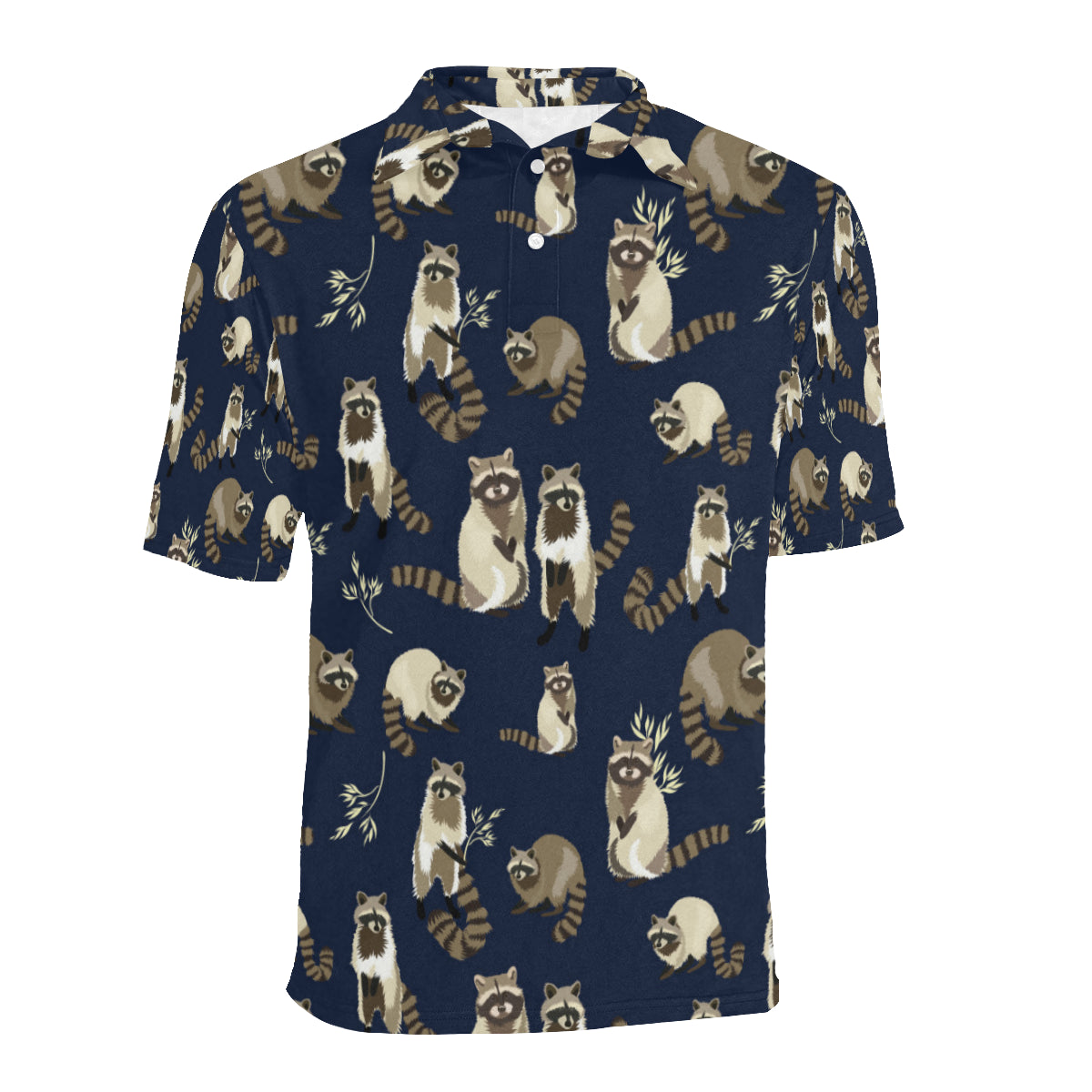 Raccoon Pattern Print Design A06 Men Polo Shirt