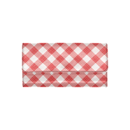Gingham Red Pattern Print Design 01 Women's Trifold Wallet