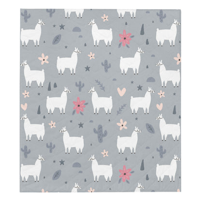 Llama Pattern Print Design 010 Premium Quilt