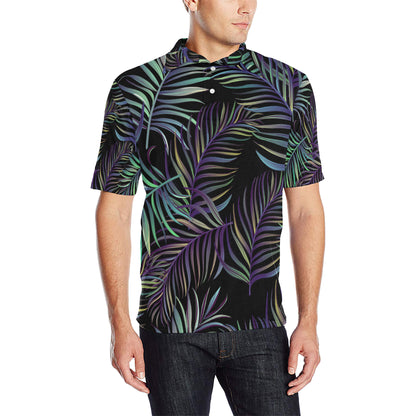 Tropical Palm Leaves Pattern Brightness Men Polo Shirt