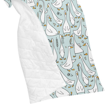 Goose Pattern Print Design 03 Premium Quilt