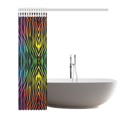 Rainbow Zebra Themed Print Shower Curtain