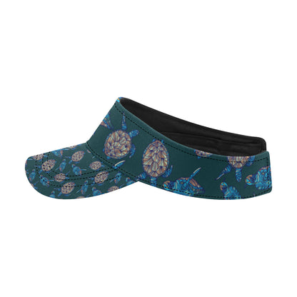 Sea Turtle Hand Drawn Blue Print Unisex Sun Visor