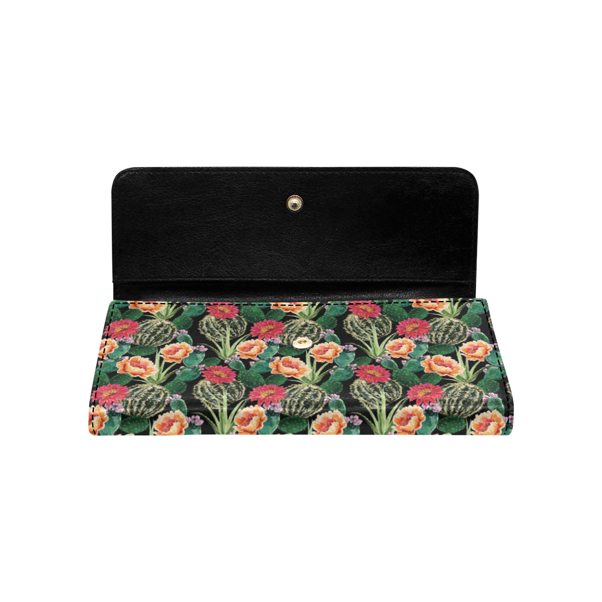 Cactus Pattern Print Design 06 Women's Trifold Wallet