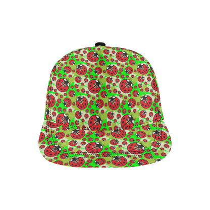 Ladybug with Leaf Print Pattern Snapback Cap