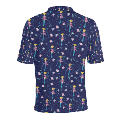 Fairy Cartoon Style Print Pattern Men Polo Shirt