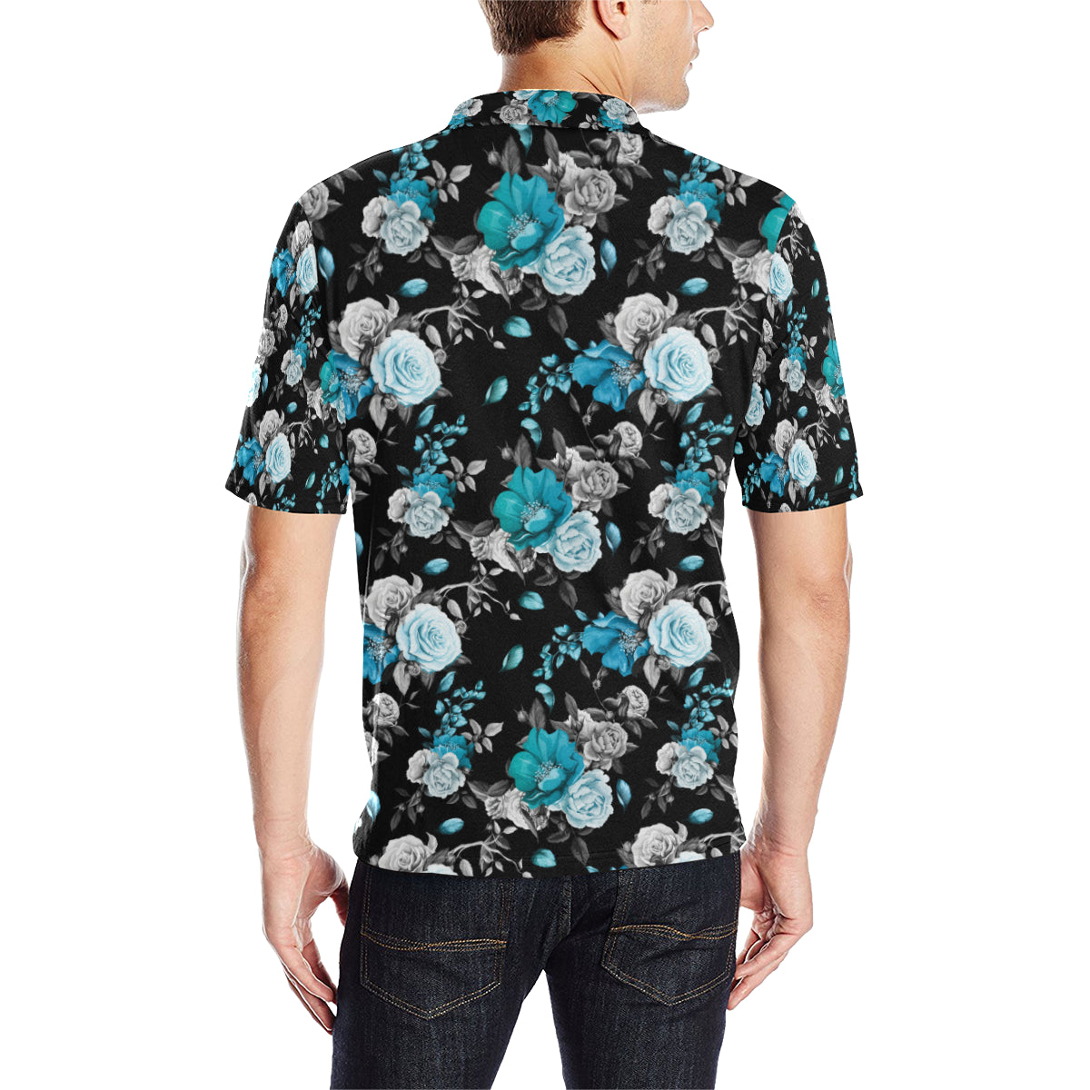 Rose Pattern Print Design A02 Men Polo Shirt