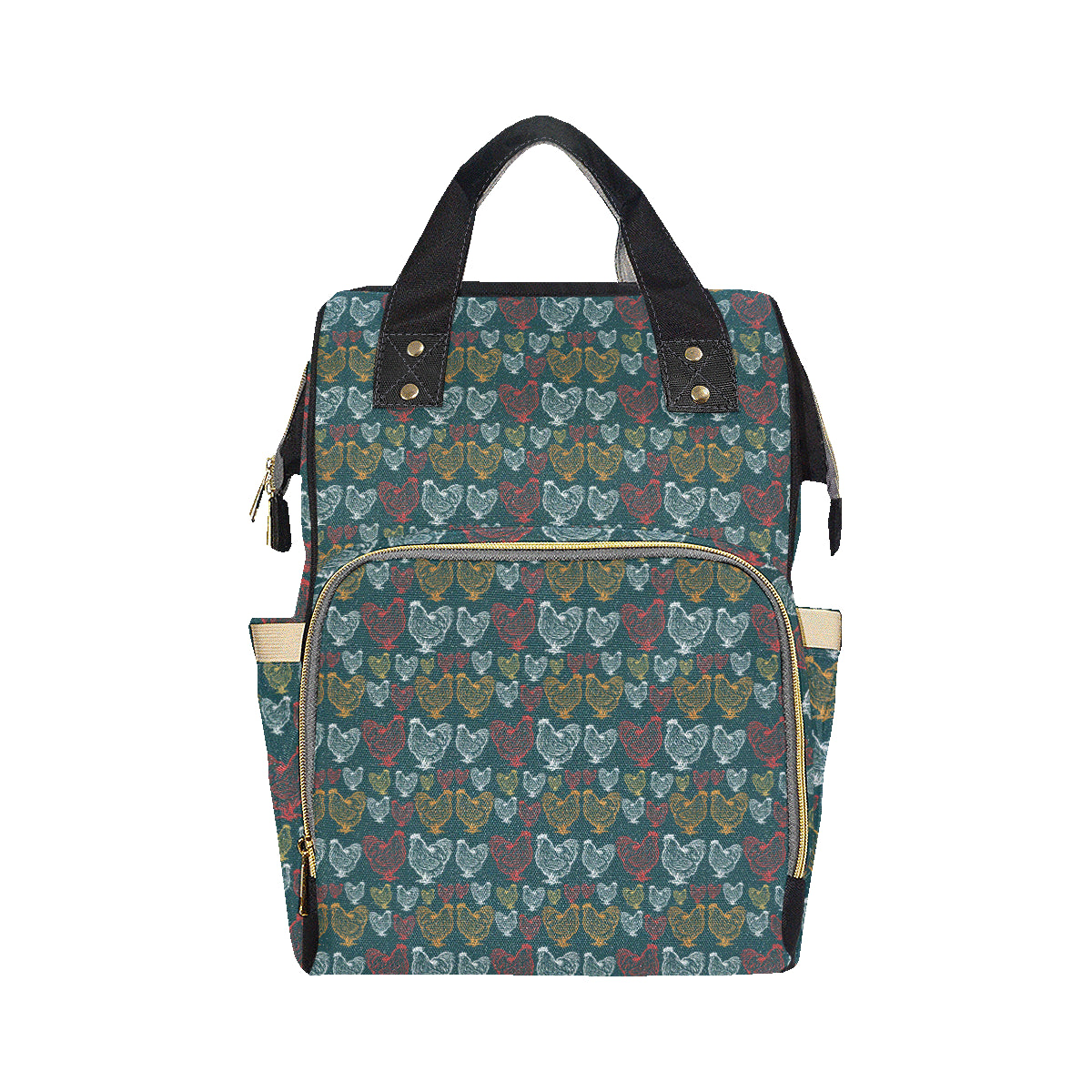 Rooster Hand Draw Design Diaper Bag Backpack