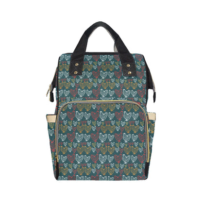 Rooster Hand Draw Design Diaper Bag Backpack