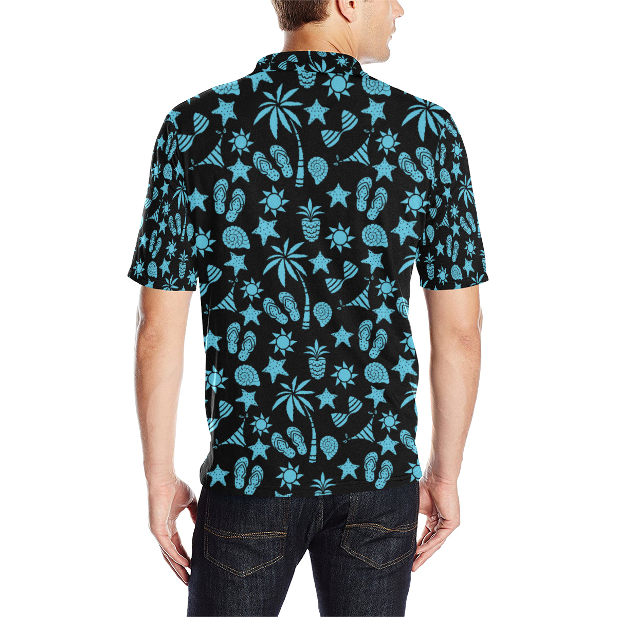 Beach Scene Pattern Print Design 03 Men Polo Shirt
