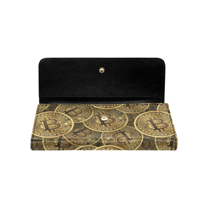Bitcoin Pattern Print Design DO01 Women's Trifold Wallet