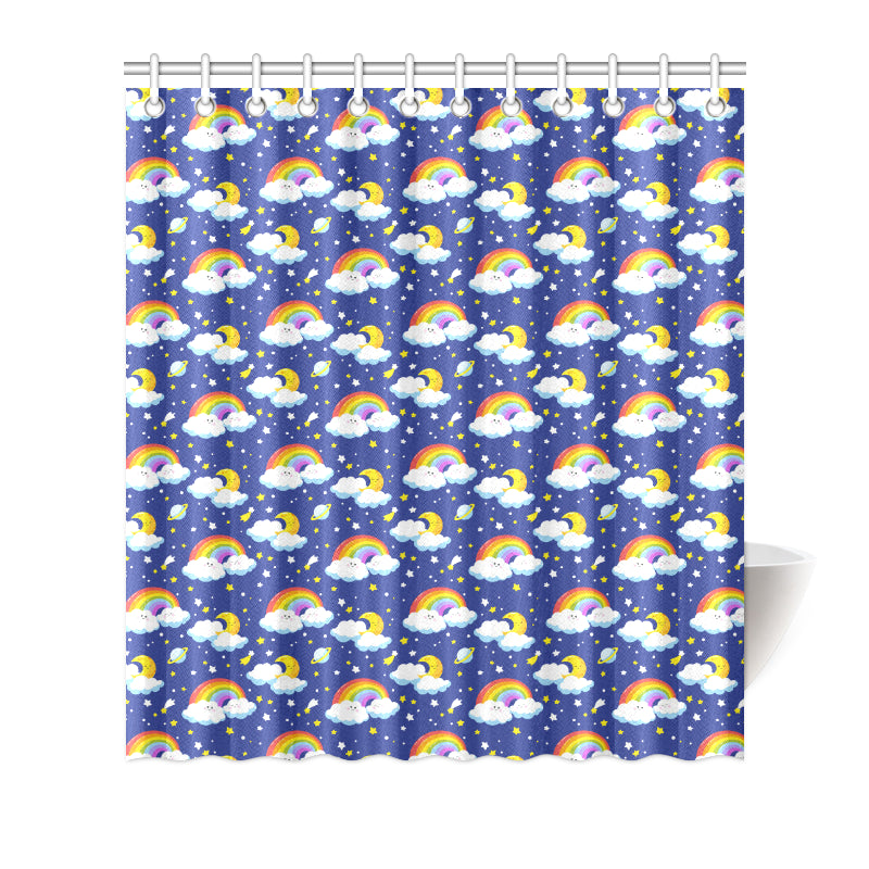 Rainbow Space Design Print Shower Curtain