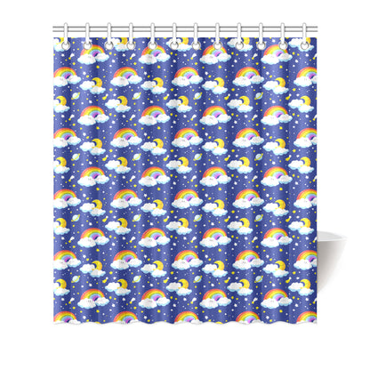 Rainbow Space Design Print Shower Curtain