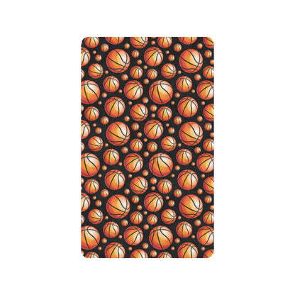 Basketball Black Background Pattern Rubber Doormat