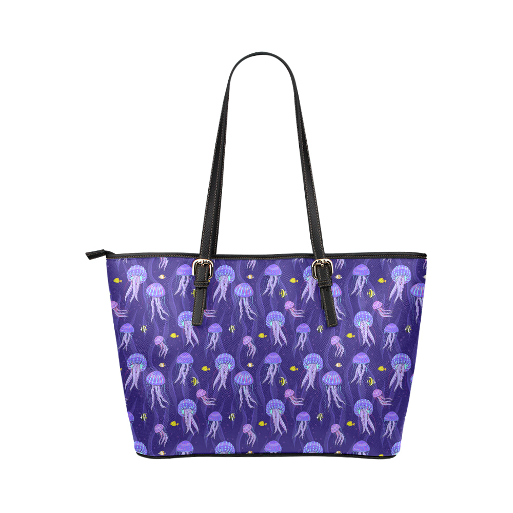Jellyfish Style Print Leather Tote Bag