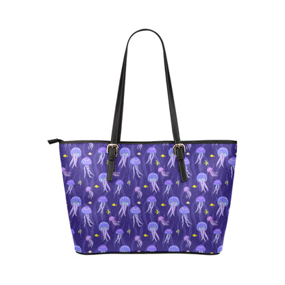 Jellyfish Style Print Leather Tote Bag