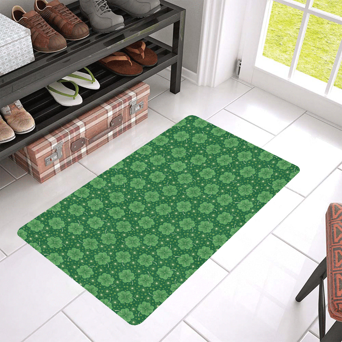 Shamrock Design Print Rubber Doormat