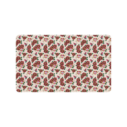Old School Tattoo Rose Pattern Rubber Doormat