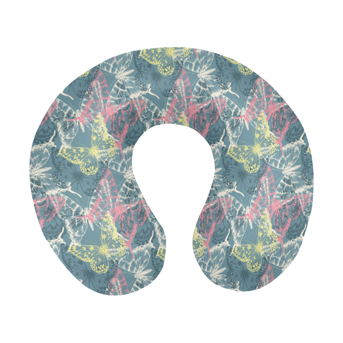 Butterfly Pattern Print Design 01 U-Shaped Travel Neck Pillow