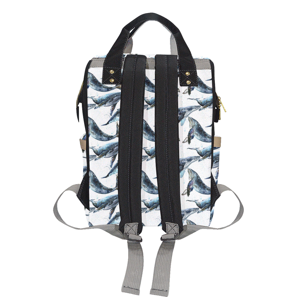 Blue Whale Pattern Print Design 03 Diaper Bag Backpack