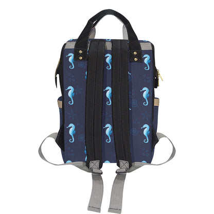 SeaHorse Blue neon Pattern Print Design 03 Diaper Bag Backpack
