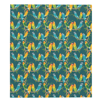 Lovebird Pattern Print Design 02 Premium Quilt