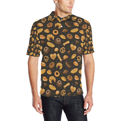Bread Pattern Print Design 05 Men Polo Shirt