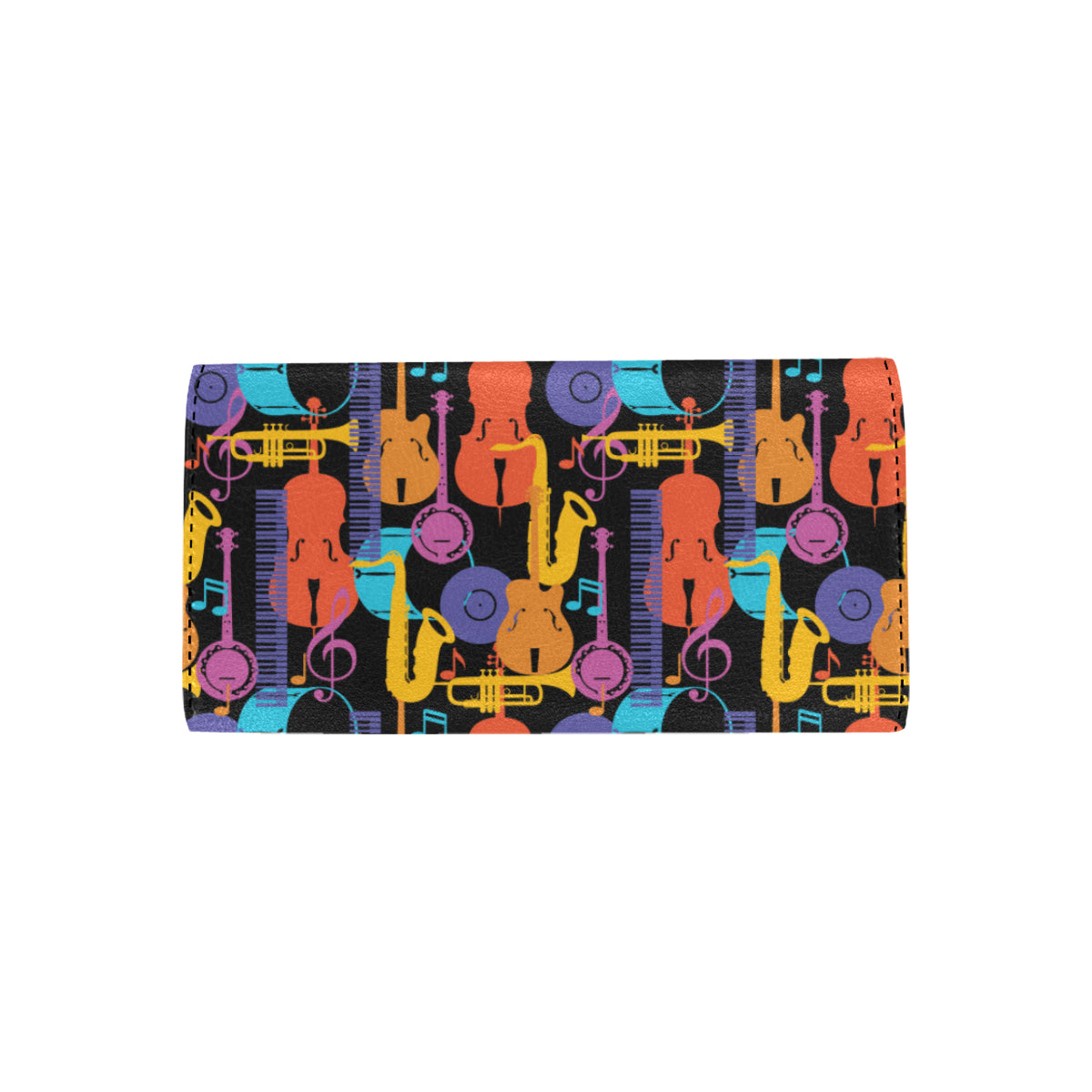 Jazz Pattern Print Design 03 Women's Trifold Wallet