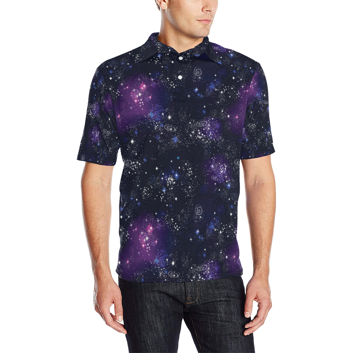 Cosmic Pattern Print Design 03 Men Polo Shirt