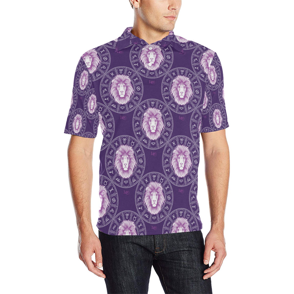 Leo Pattern Print Design 04 Men Polo Shirt