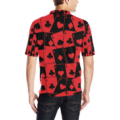 Poker Cards Pattern Print Design A01 Men Polo Shirt
