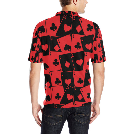 Poker Cards Pattern Print Design A01 Men Polo Shirt