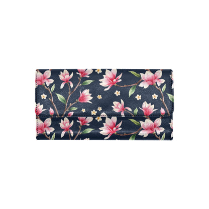 Magnolia Pattern Print Design MAG09 Women's Trifold Wallet