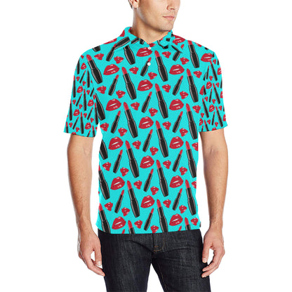 Lipstick Pattern Print Design LT02 Men Polo Shirt