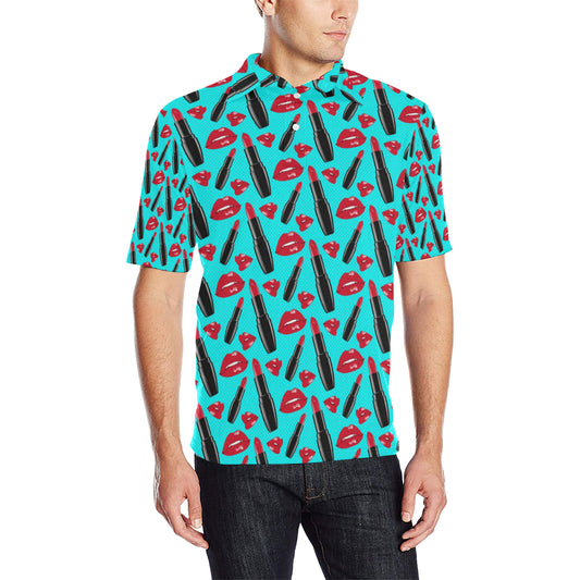 Lipstick Pattern Print Design LT02 Men Polo Shirt