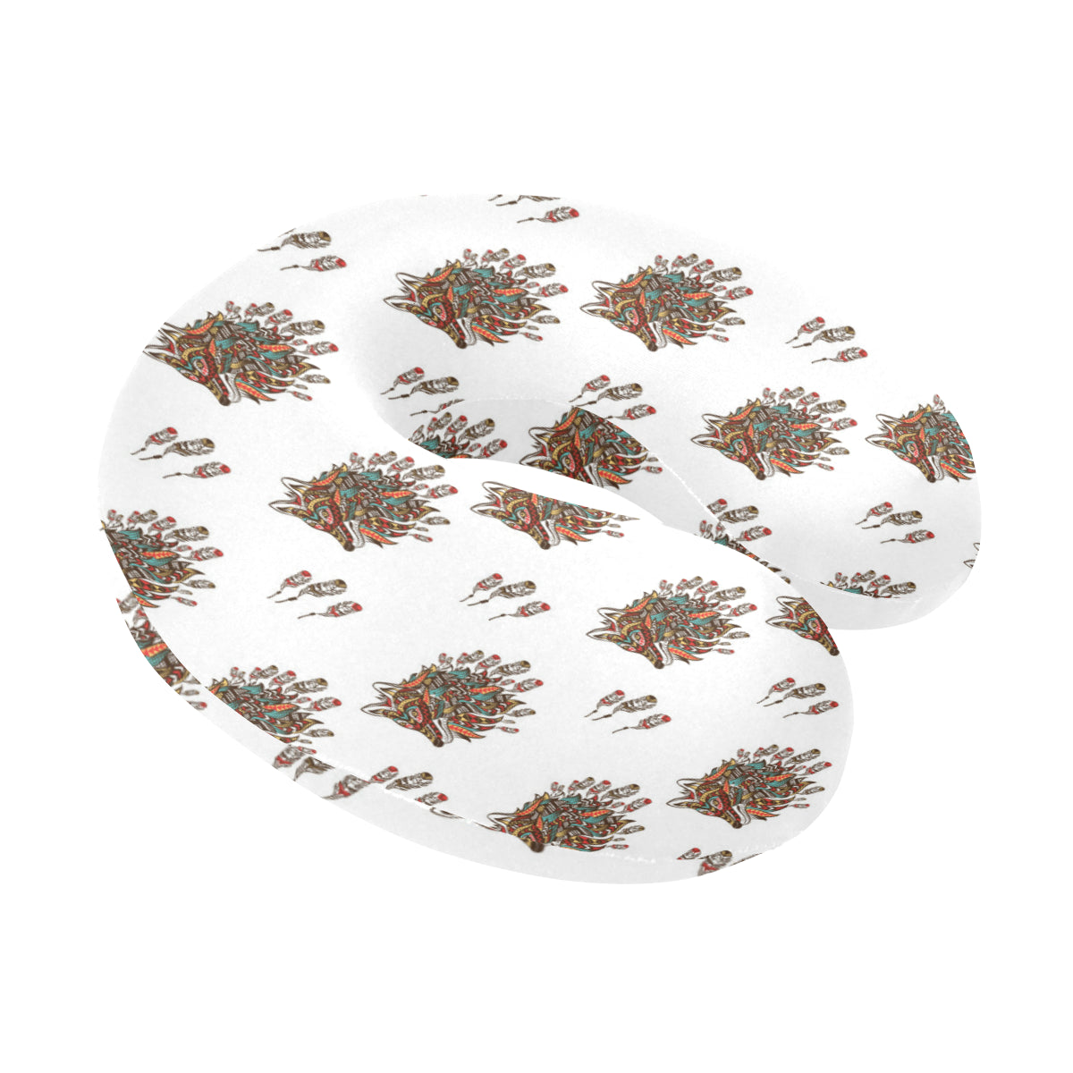 Aztec Wolf Pattern Print Design 02 U-Shaped Travel Neck Pillow