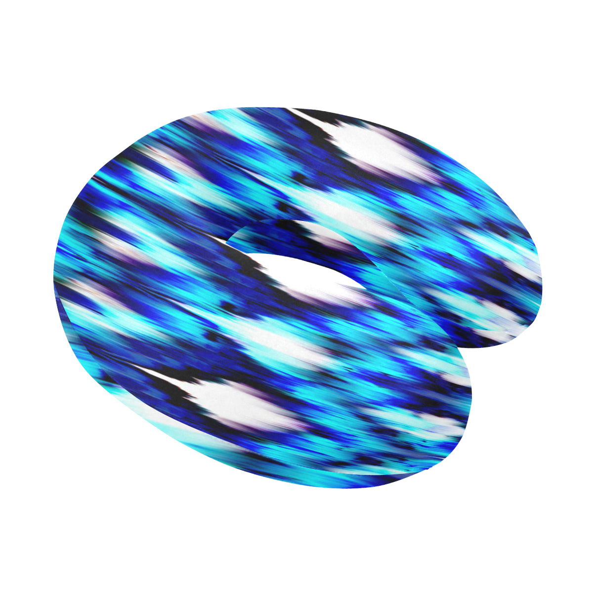 Ikat Blue Pattern Print Design 01 U-Shaped Travel Neck Pillow