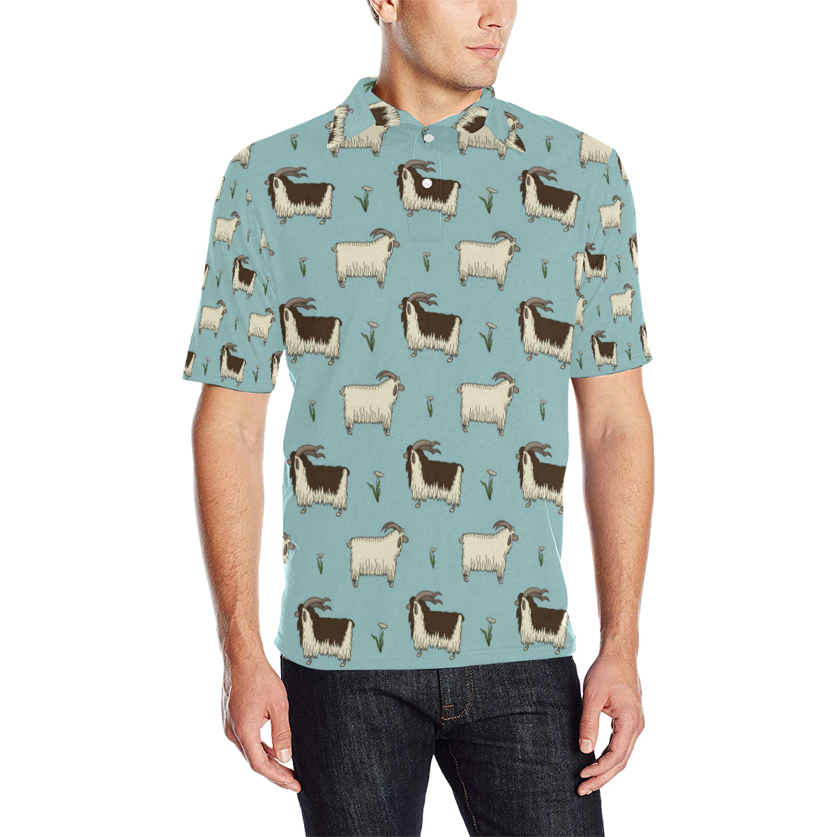 Goat Pattern Print Design 02 Men Polo Shirt