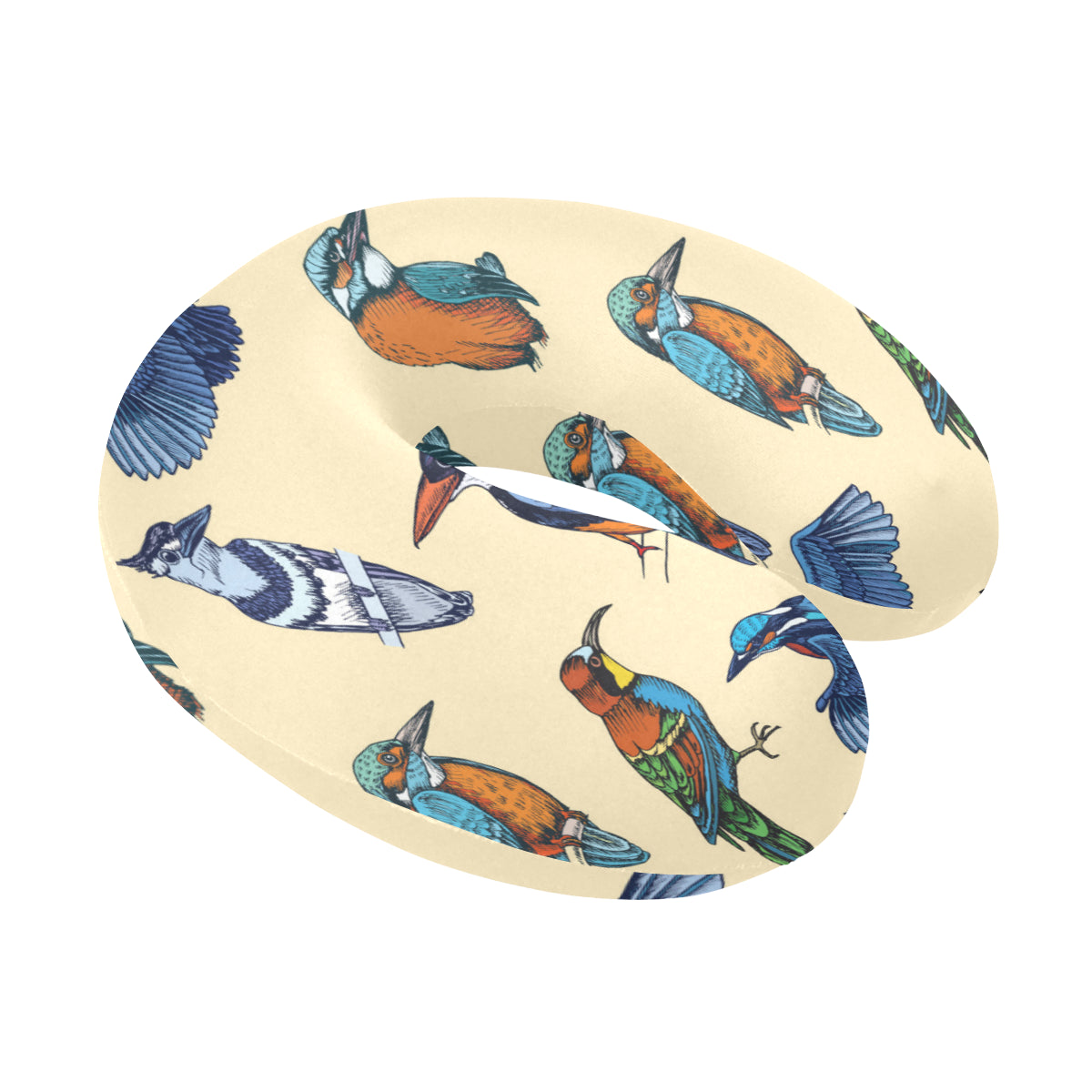 Kingfisher Bird Pattern Print Design 04 U-Shaped Travel Neck Pillow