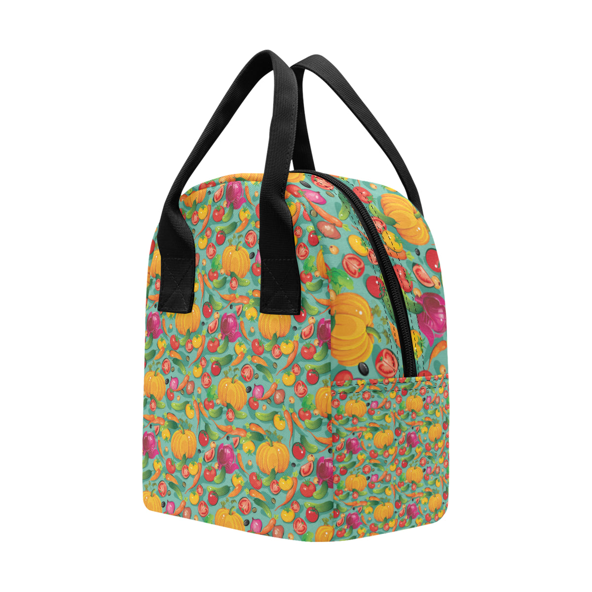 Vegan Colorful Themed Design Print Insulated Lunch Bag