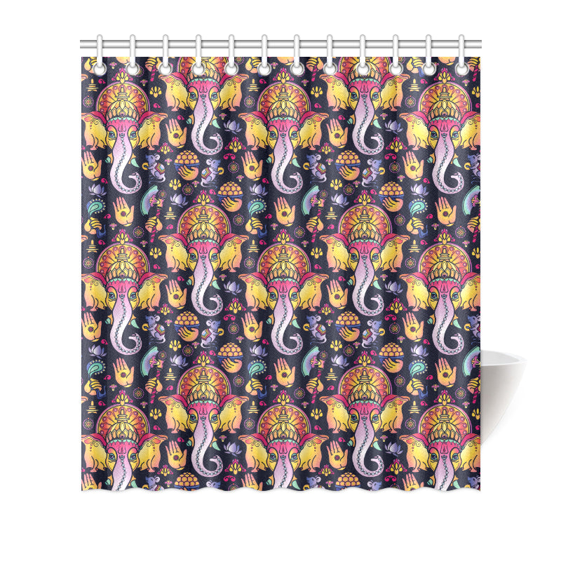 Ganesha Indian Pattern Print Design 03 Shower Curtain