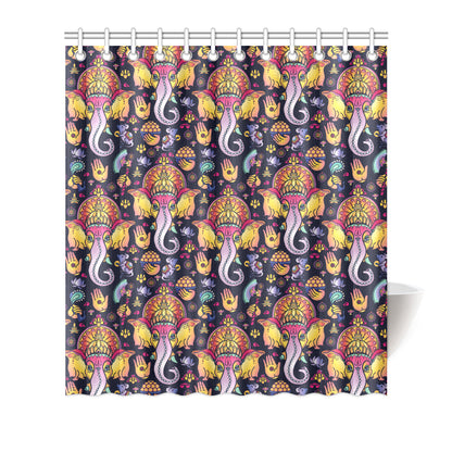 Ganesha Indian Pattern Print Design 03 Shower Curtain