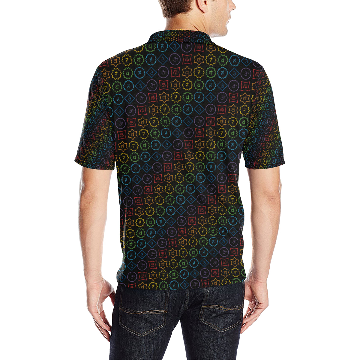 Chakra Colorful Symbol Pattern Men Polo Shirt
