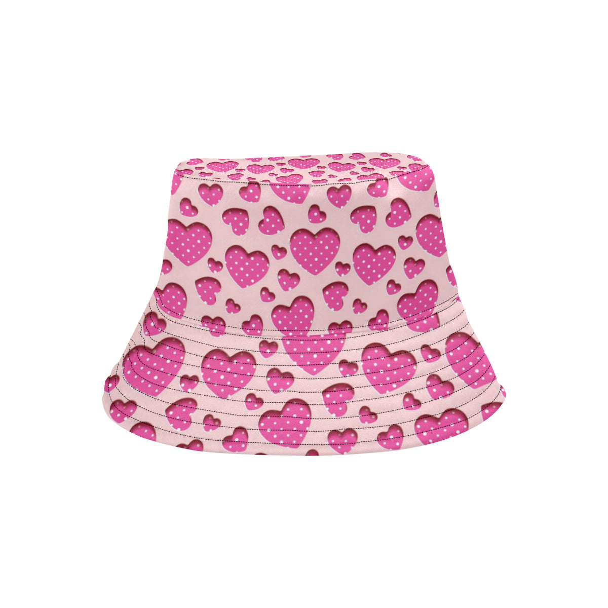 Heart Pink Pattern Print Design HE06 Unisex Bucket Hat